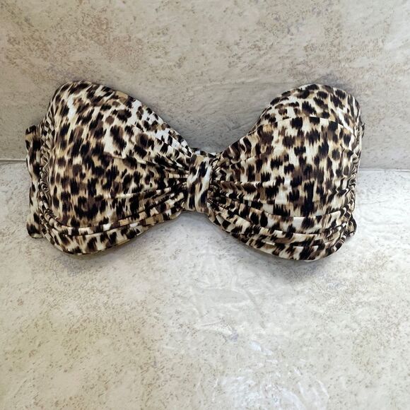 CARMEN MARC VALVO ZANZITAR SHIRRED BANDEAU IN LEOPARD PRINT - Picture 5 of 8
